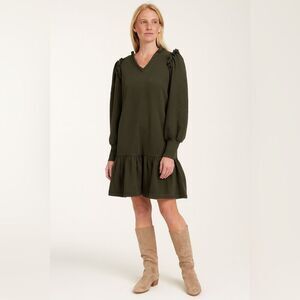Victoria Dunn Long Sleeve Olive Dress NWT